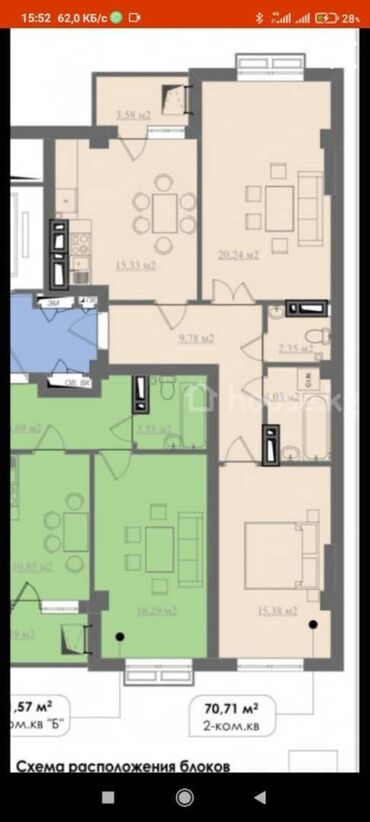 компания кут: 2 комнаты, 71 м², Элитка, 7 этаж