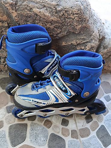 İnline konki (rollerblades), mavi-gümüş rəngdə. - Tənzimlənən ölçü