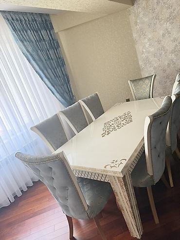 Qonaq otağı üçün, İşlənmiş, Açılmayan, Dördbucaq masa, 6 stul