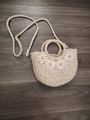 böyük çantalar: Təbii rəngli toxunma çanta - Material: toxunma (saman/rafiya — 1