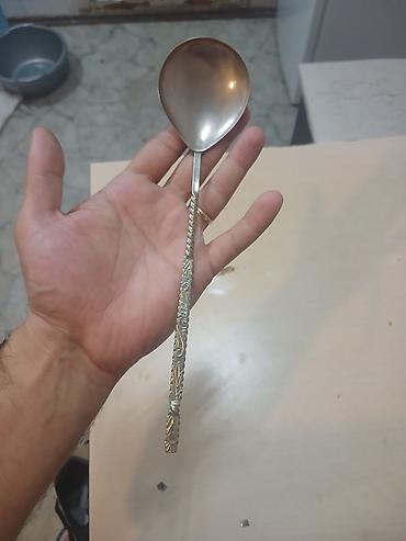 pilav: Böyük ölçülü servis qaşığı sssri - Material: metal, parlaq cilalanmış — 1