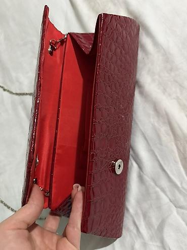 gumuș: Qırmızı kroko naxışlı qadın axşam çantası - Stil: zərif klatç/saplı — 4