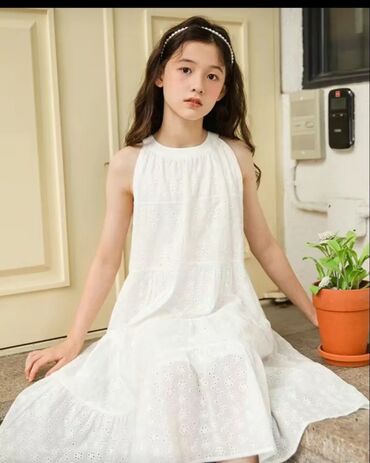 одежда для покрытых: Детское платье, цвет - Белый, Новый