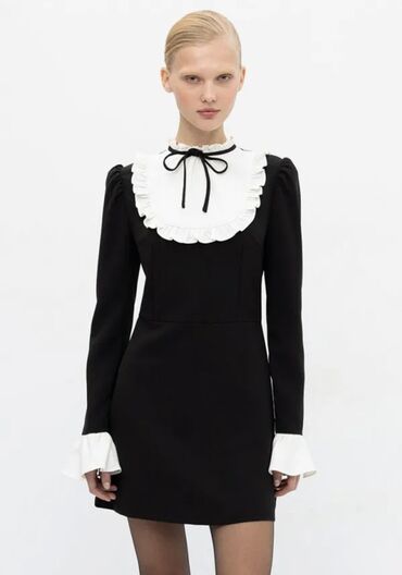 черный платья: Повседневное платье, Осень-весна, Короткая модель, M (EU 38)