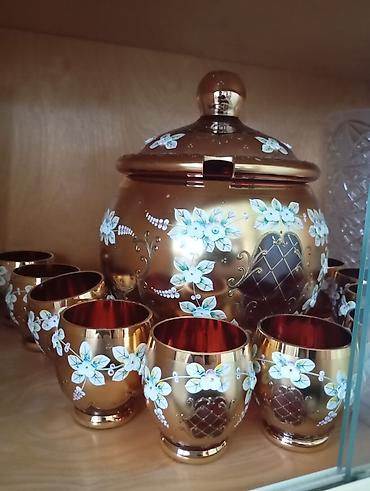 kompot: Çay dəsti, rəng - Qızılı, Şüşə — 2