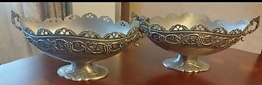 restoran aksesuarları: Metal dekorativ meyvə qabları (2 ədəd dəst) - Material: gümüş rəngli — 2