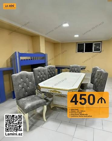 Mebel: Masa Dəsti - Ölçülər: 100 × 200 sm masa - Stul sayı: 6 ədəd - Dizayn — 1