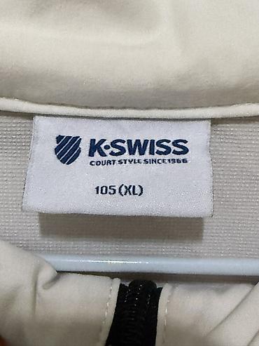 Спортивная одежда: Белая спортивная куртка (размер XL) - Бренд: K-SWISS (Court Style — 3