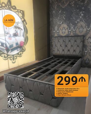 taxt altlığı: Təknəfərlik çarpayı, Bazalı, Matras ilə, Siyirməsiz