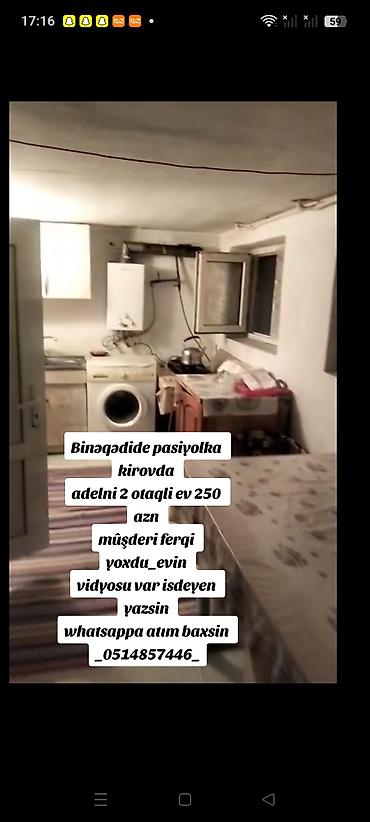 40 kv. m, 2 otaqlı, İşıq, İnternet, Telefon