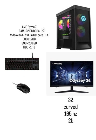 ucuz notebook: Dəst satılır, şəxsi istifadə olunub, 1 il Lenovo Legion T5 AMD Ryzen