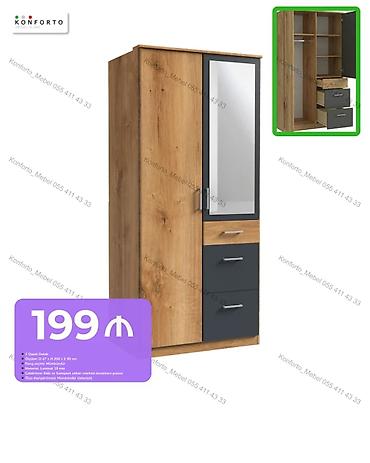 İki qapılı dolab - Ölçü: 47 × 200 × 90 sm - Rəng seçimi: mümkündür -
