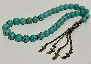 təşbeh: Təbii firuzə daşından təsbeh - Material: firuzə - Boncuk ölçüsü — 8