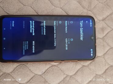 Xiaomi: Xiaomi Redmi Note 8, 64 GB, rəng - Qara, 
 Düyməli, Sensor, Simsiz şarj