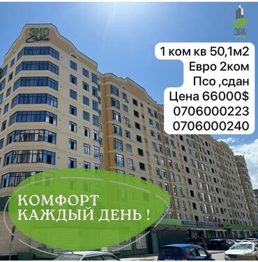 Продажа квартир: 1 комната, 50 м², Элитка, 6 этаж, ПСО (под самоотделку)