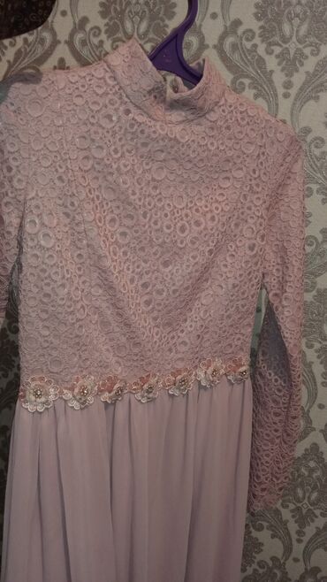 свитшот нежно розового: Вечернее платье, Длинная модель, Шифон, С рукавами
