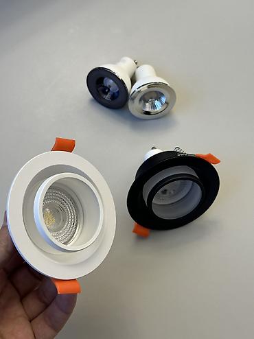 İşıqlandırma: Kölgə effektli lampası dəyişən spot. Yuva diametri 6 cm, spotun öz — 9