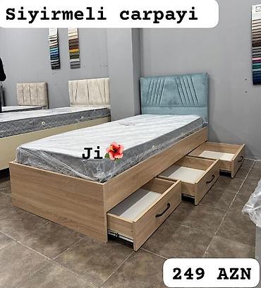 Ev üçün mebel: Sürgülü siyirməli tək çarpayı - Korpus: təbii ağac teksturalı laminat — 1