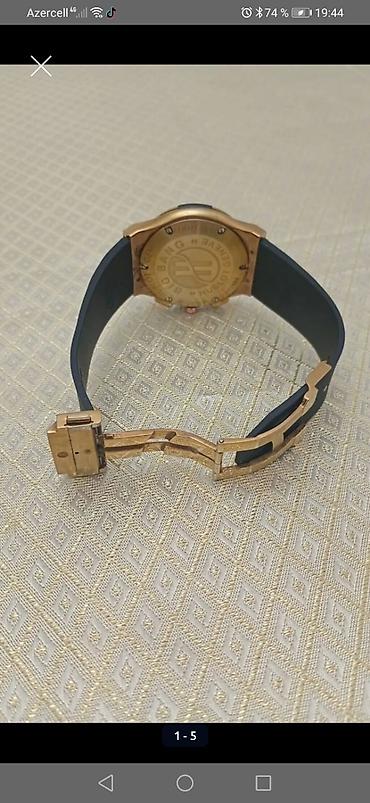 3d saatlar: Hublot üslubunda kişi qol saatı - Korpus: qızılı tonlu metal, ön — 5