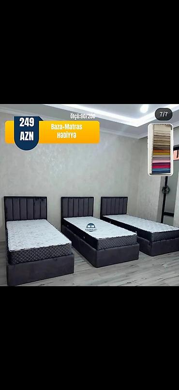 19 litre su: Tək nəfərlik çarpayı – ölçü: 90x200 sm - Komplekt: baza + başlıq; — 1