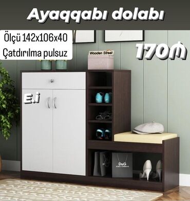 Pufiklər: Açılan, 2 qapılı Düz dolab, Ayaqqabı dolabı
