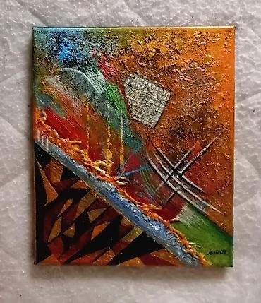 500 dinara: Apstraktna slika na platnu sa blind ramom 30x25cm rađena akrilnim — 4