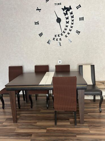metbex stol stullari: Для гостиной, Нераскладной, Прямоугольный стол, 6 стульев