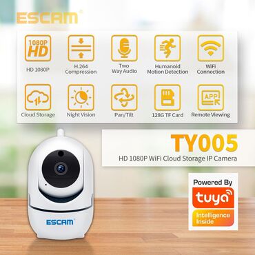 ucuz ip kamera: Kamera ip Escam Tuya 1080 HD (Kamera wifi) Escam TY005 modeli Tuya