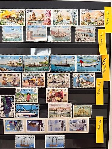 Марки: Коллекция почтовых марок с изображениями автомобилей и кораблей разных — 3