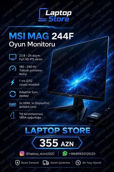 MSI MAG 244F oyun monitoru - Ekran: 23.8 – 24 düym, Full HD IPS - lalafo.az -da MSI MAG 244F oyun monitoru - Ekran: 23.8 – 24 düym, Full HD IPS -