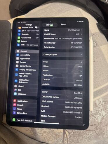 зарядник макбук: Планшет, Apple, память 256 ГБ, 10" - 11", 4G (LTE), Б/у, Классический цвет - Серый