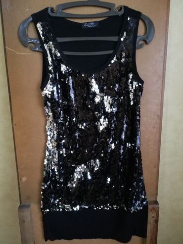 Платье с пайетками (46-48, 95% хлопок, Турция) Чёрное платье с