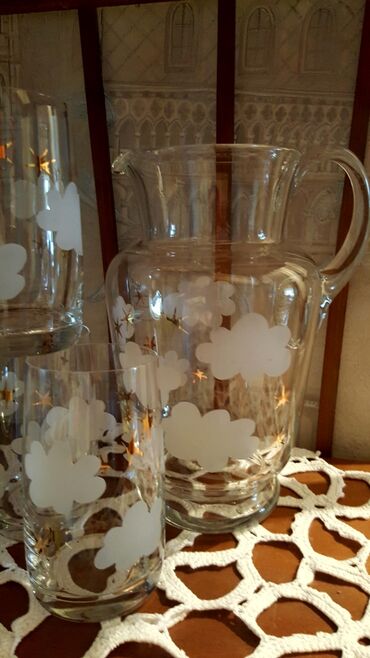 Чешские кувшины со стаканами "Облака", "Мельница"