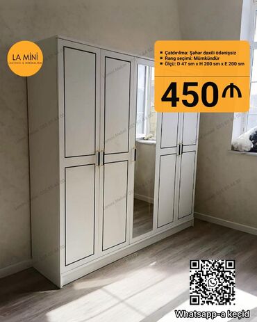 бу мебель в баку: Açılan, 6 qapı Düz dolab, Qarderob, paltar dolabı