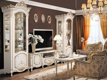 стенки в зал: Зал үчүн гарнитур, Журнал үстөлү, МДФ, түсү - Саргыч боз