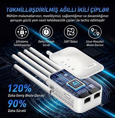 wifi ap repeater: Wi‑Fi Siqnal Gücləndirici Repeater - 2.4 GHz diapazonunda işləyən — 1