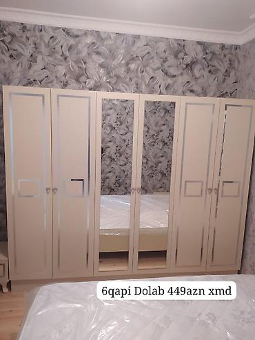 islenmis skaf: Yeni, 6 qapı, Güzgülü, Bej, Açılan, Düz dolab — 1