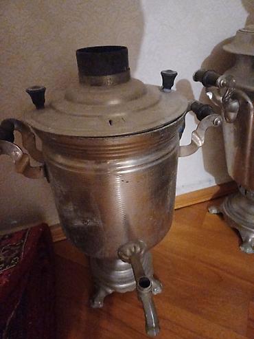 Klassik kömür/odunla işləyən samovar - Material: metal gövdə