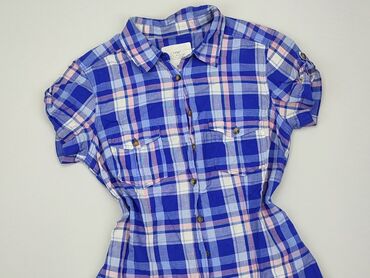 błękitna bluzki z krótkim rękawem: Koszula Damska, H&M, S, stan - Dobry