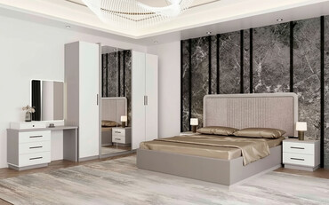 я ищу кровать: Уктоочу бөлмө гарнитуру, Эки кишилик керебет, ДСП, түсү - Боз