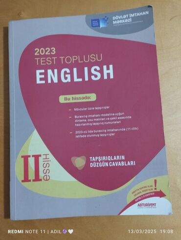 azerbaycan dili test toplusu 2 ci hisse cavablari: İngilis dili test toplusu II ci hissə| 1 ay işlənib