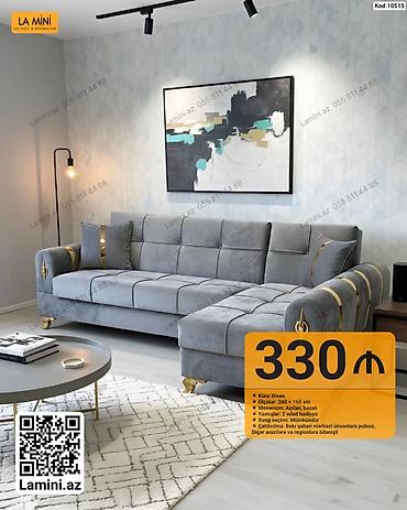 Диваны: Künc divan – model kodu: 10515 - Ölçülər: 260 × 160 sm - Mexanizm — 1