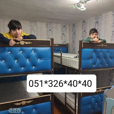 İkimərtəbəli uşaq çarpayıları: Oğlan və qız üçün, Yeni, Çarpayı, Matras ilə, Siyirməsiz — 25