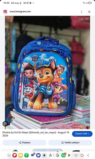 Məktəb çantaları: Uşaq üçün məktəb çantası – Paw Patrol temalı - Rəng: göy - Üz hissədə — 1