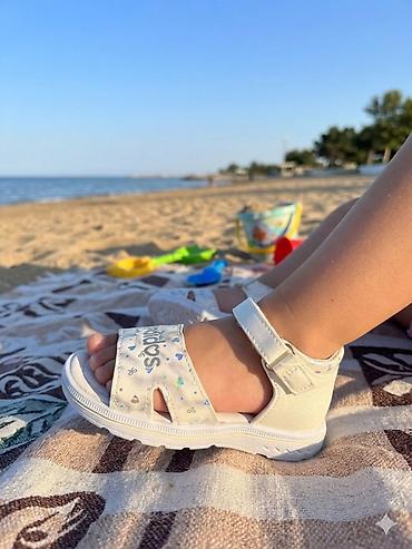 Детская обувь: Uşaq sandal modeli - Rəng: açıq krem/ivori - Material: yumşaq süni — 1