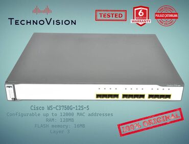 Cisco Catalyst WS 3750G 12S S ✔️Sertifikasiyadan keçmiş təcrübəli