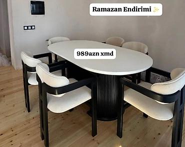 ofis stullari: Mətbəx üçün, Yeni, Açılmayan, Oval masa, 6 stul — 1