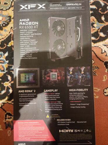 Videokartlar: Videokart XFX Radeon RX 6500 XT, 4 GB, İşlənmiş — 2