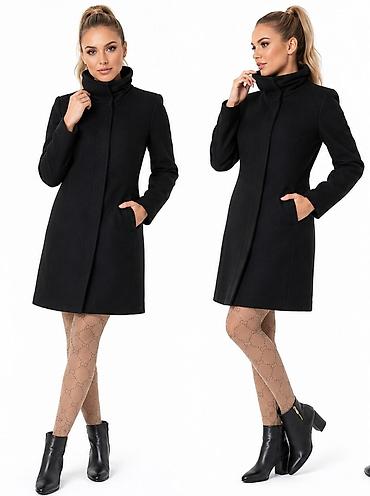 Kaputi: Ženski elegantni kaput – crni - Kroj: strukirani, ravna linija sa — 1