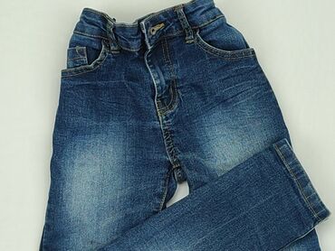 jeansy z atomówkami: Spodnie jeansowe, F&F, 7 lat, 122, stan - Dobry